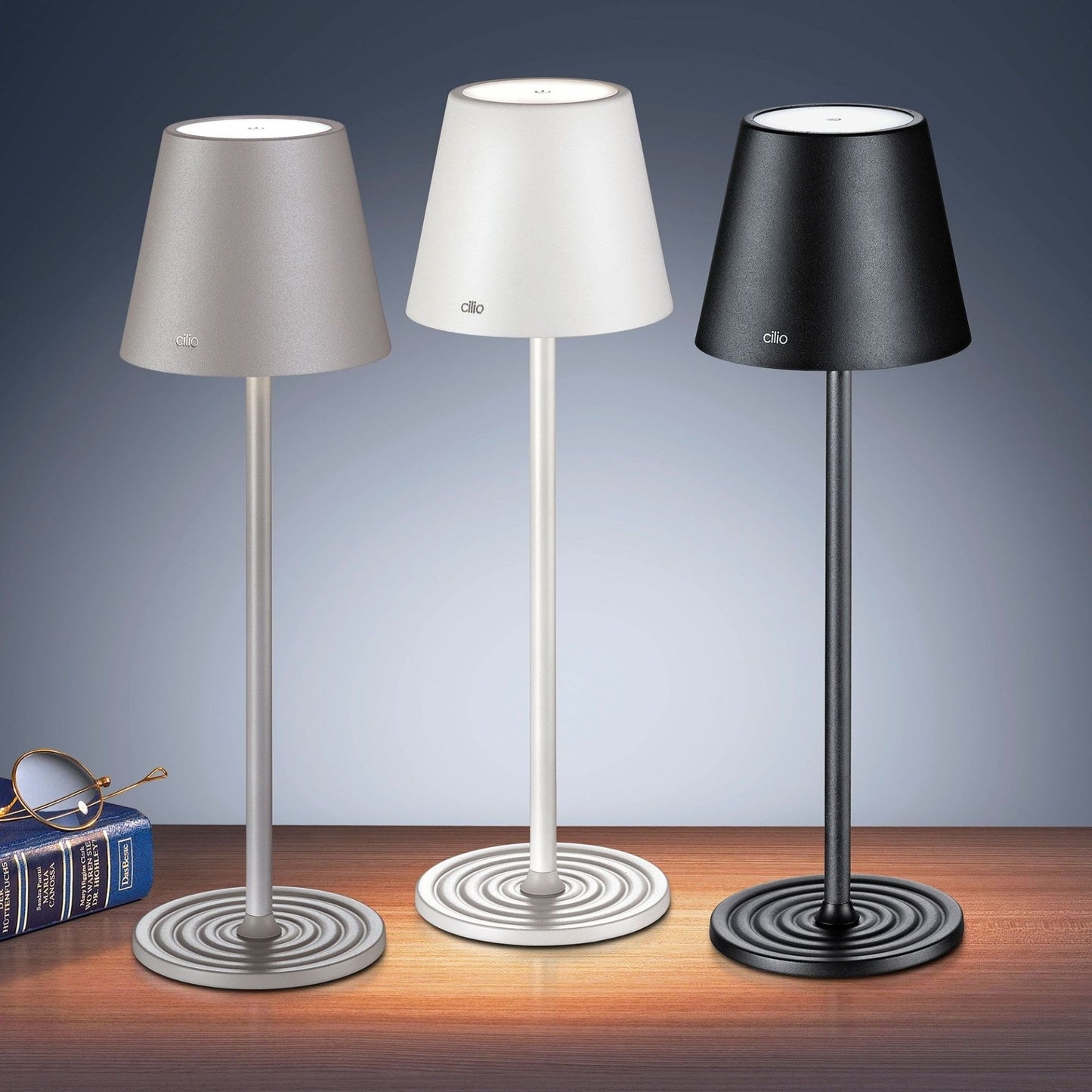 LED-Tischlampe "Sole, grau" von Cilio