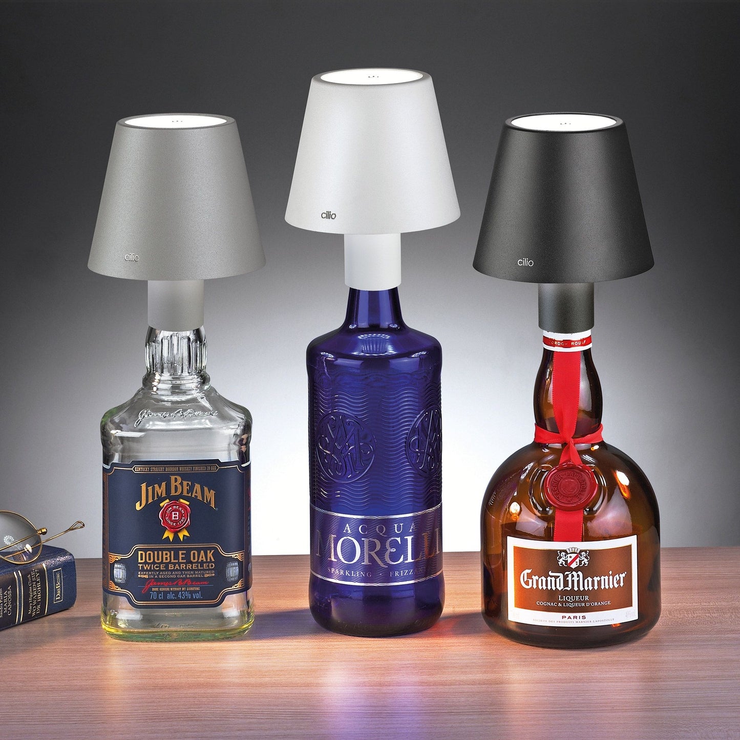 LED Flaschenlampe "Luce, grau" von Cilio