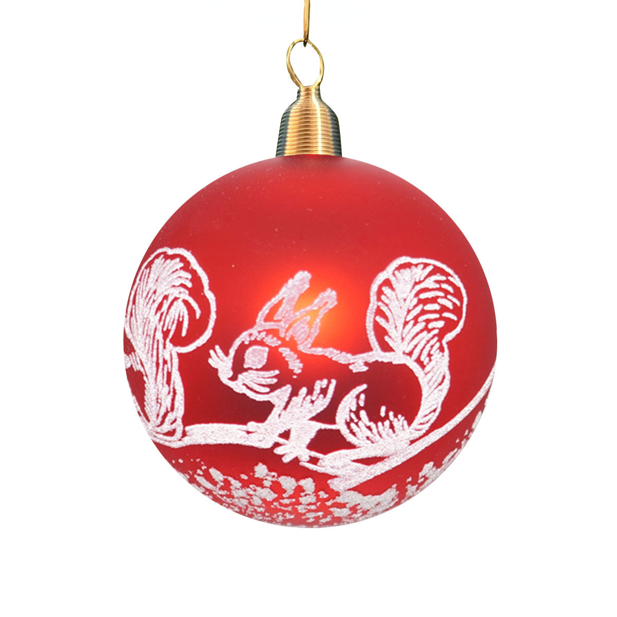 Christbaumkugel "matt rot, Eichhörnchen"