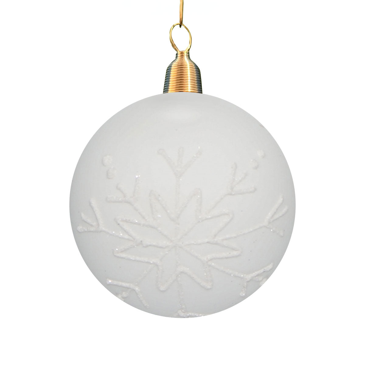 Christbaumkugel "matt weiß, Glitzerflocke"