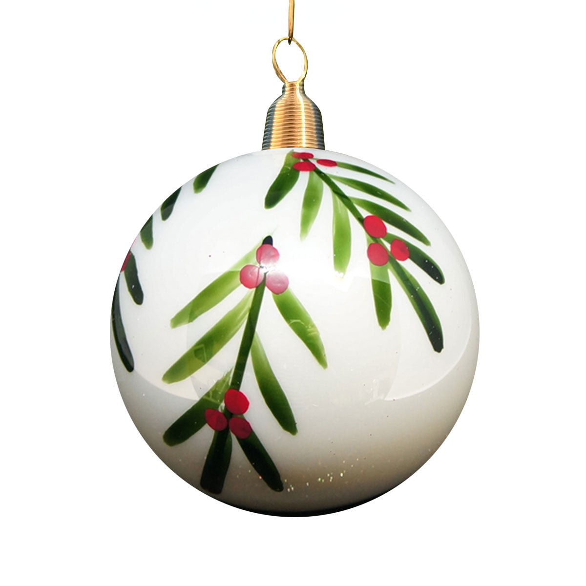 Christbaumkugel "glänzend weiß, Zweige"