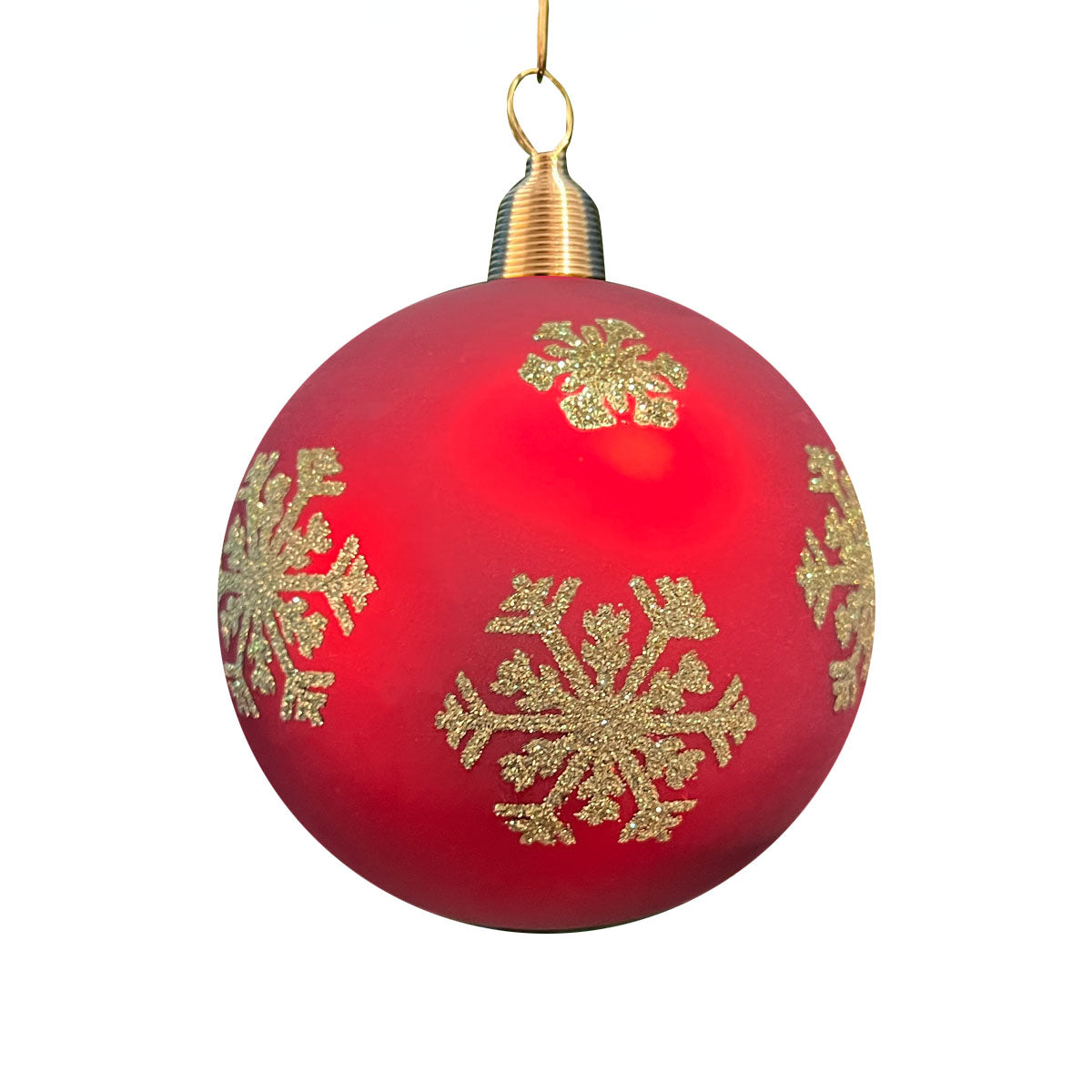 Christbaumkugel "matt rot, Eiskristalle gold"