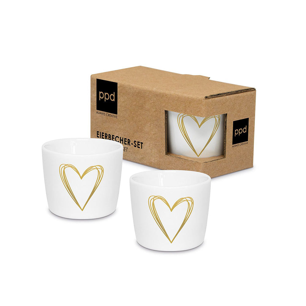 2er Eierbecher-Set "Pure Heart Gold" von Paperproducts