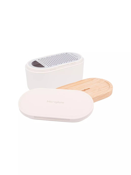 Reibe mit Auffangbehälter, weiß/ bambus von Microplane