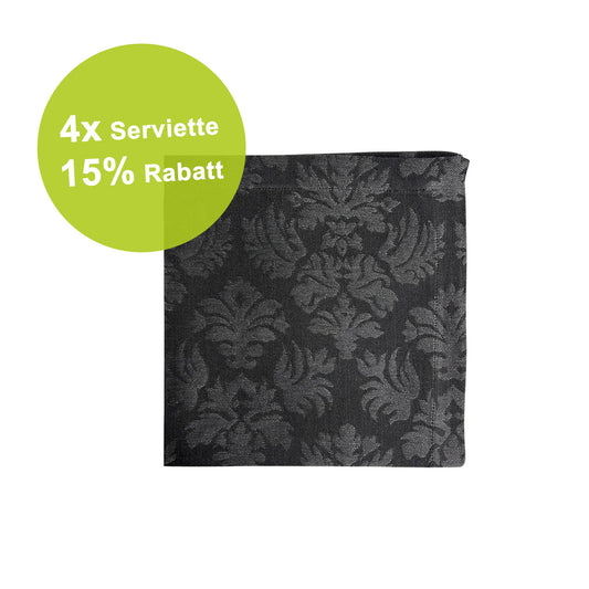 Bundle "4x Halbleinen Serviette, Medici, dunkelgrau" von Mökki