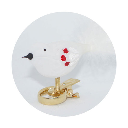 Christbaumkugel "Clip Vogel matt weiß"
