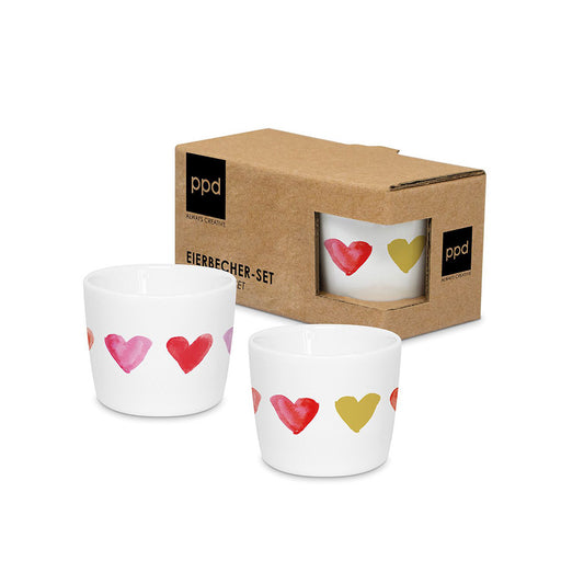 2er Eierbecher-Set "Aquarell Hearts" von Paperproducts