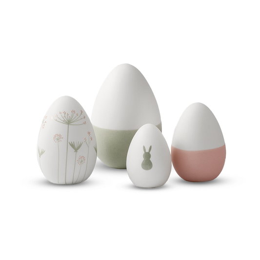 Deko-Set "Porzellan-Eier, 4er Set, grün/ aprico" von Räder